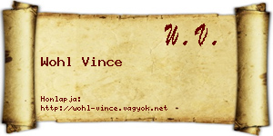 Wohl Vince névjegykártya
